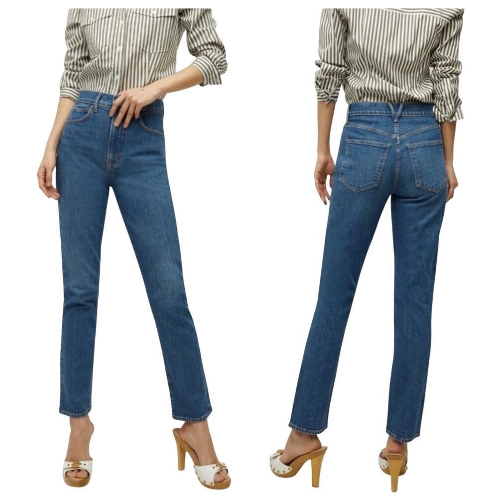 Veronica Beard Alenah Slim Straight High-Rise Jeans Sz 24 in Midmorning Sun